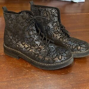 Rieker Payton Floral Lace Combat Boots